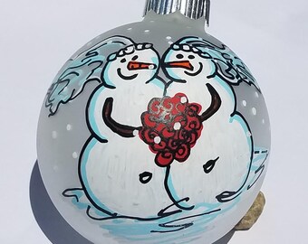Personalized Lesbian Christmas Ornament - Same Sex Marriage - Hand Painted Custom Ornament - Gay Marriage Wedding Ornament - First Mrs & Mrs