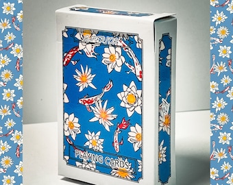 KOI Fish Playing Cards, Traditional Japanese, Japanese Art Playing Cards, Koi Fish, White Lotus, Koi Fish Card Deck, Japan Card Deck, Carp