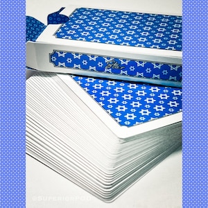 Cartes à jouer ÉTOILE de David, cadeau de Hanoucca, cadeau de Hanoucca, Pâque, cadeau étoile de David, cartes bleu et blanc, cartes à jouer Israël