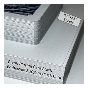 8.5x11 Packs Embossed Playing Card Stock 330gsm - Casino Stock 12pt - Black Core Card Stock - Embossed Playing Card Stock - Blank Card Stock