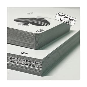 12x18 Packungen Glatter Spielkartenvorrat NEU 300gsm - Kasinovorrat 11pt - Schwarzkernkarton - Glasierter Spielkartenvorrat - Blanker Kartenvorrat