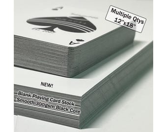 12x18 Packs Smooth Playing Card Stock NEW 300gsm - Casino Stock 11pt - Black Core Card Stock - Glazed Playing Card Stock - Blank Card Stock