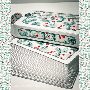 Carte da gioco HOLLY di Natale, mazzo di carte HOLLY, regali di Natale, regali di Natale, biglietti di Natale, mazzo di carte per le feste, Natale vintage