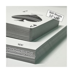12x18 REAM Smooth Playing Card Stock NEU 300g/m² - (500 Blatt) Schüttgut Kasino Karton 11pt - Schwarzer Kernkarton - Blankokarton Reem-Glasiert