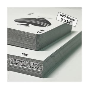 9x12 REAM Smooth Playing Card Stock NEW 300gsm - (500 sheets) Bulk Casino Stock 11pt - Black Core Card Stock - Blank Card Stock Reem -Glazed