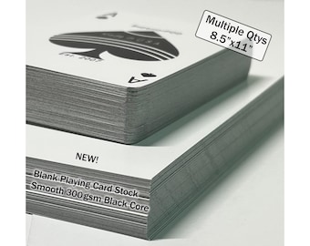 8.5x11 Packs Smooth Playing Card Stock NEW 300gsm - Casino Stock 11pt - Black Core Card Stock - Glazed Playing Card Stock - Blank Card Stock