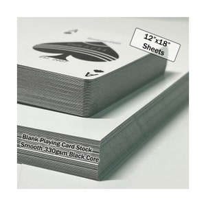 Pacotes de 12x18 de papel para cartas de baralho liso, 330 g/m² - Papel para cartas de cassino 12 pontos - Papel para cartas com núcleo preto - Papel para cartas de baralho esmaltado - Papel para cartas em branco