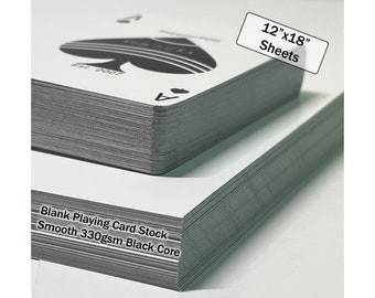 12x18 Packs Smooth Playing Card Stock 330gsm - Casino Stock 12pt - Black Core Card Stock - Glazed Playing Card Stock - Blank Card Stock