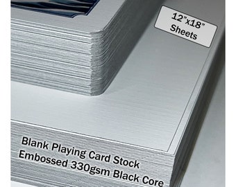 12x18 Packs Embossed Playing Card Stock 330gsm - Casino Stock 12pt - Black Core Card Stock - Embossed Playing Card Stock - Blank Card Stock