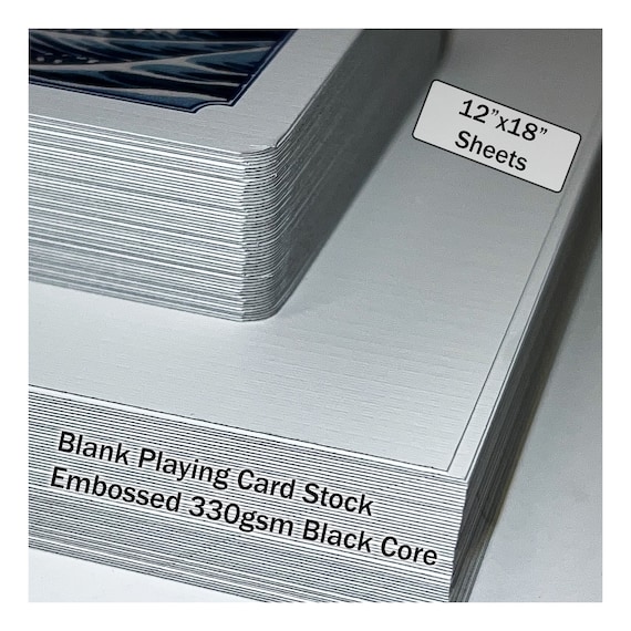 12x18 Packs Embossed Playing Card Stock 330gsm - Casino Stock 12pt - Black Core Card Stock - Embossed Playing Card Stock - Blank Card Stock
