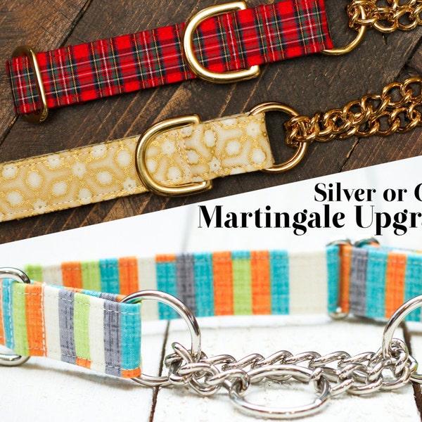 Upgrade Collar to Half Check Chain, Chain-Link Martingale, Choke Collar, Training Collar, Gold or Silver