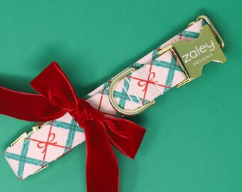 Rosa Hundehalsband mit Schleifen Muster: Girly Holiday Haustierhalsband