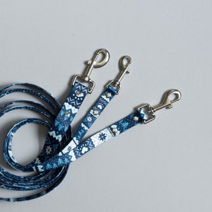 Nordic Winter Webbing Dog Leash, Snowflake Dog Leash, Blue Christmas Dog Leash, Nordic Sweater Dog Lead, Heavy Duty Dog Leash