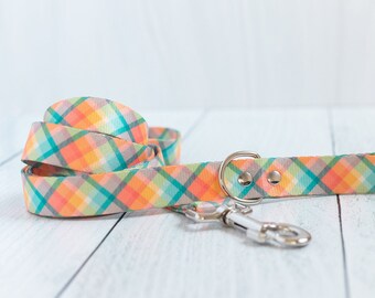 Kleurrijke geruite hondenriem, lenteplaid, zomerplaid, vrouwelijke hondenriem, hondenriem meisjes, hondenriem reu, Zaley Designs, Heavy Duty riem