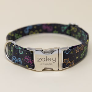 Paw Print Dog Collar with metal buckle, Paw Print Sunglasses Dog Collar, Summer, Pet Collar, Female Dog Collar, Male Dog Collar, Zaley