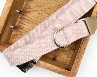 Collar de franela rosa claro con diseño de espiga para perro, para macho y hembra, con hebilla de metal, para cachorro, para invierno.