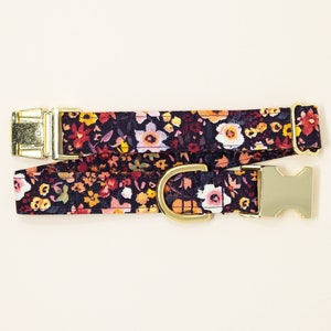 Maggie Floral Dog Collar, Purple Flower Dog Collar, Fabric dog collar, Female dog collar, Girl, Autumn, Fall Pet Collar by Zaley Designs