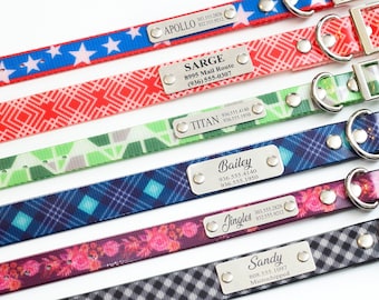 ADD-ON for TITAN Dog Collars - Personalized Dog Collar, Go Tagless! Add Engraved Name & Phone Number to Metal Plate