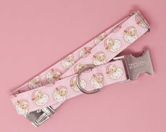 Vintage Santa Hundehalsband - Pink: Weihnachtshalsband