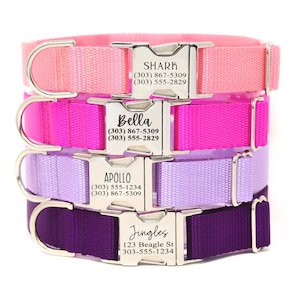 28 Color Options! Laser Engraved Dog Collar, Metal Buckle, adjustable dog collar, personalized engraving included! The Endurance Collection