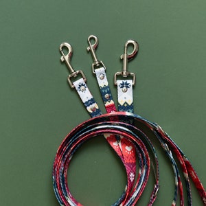 Nordic Winter Webbing Dog Leash, Paw Print Dog Leash, Rainbow Christmas Dog Leash, Nordic Sweater Dog Lead, Heavy Duty Dog Leash