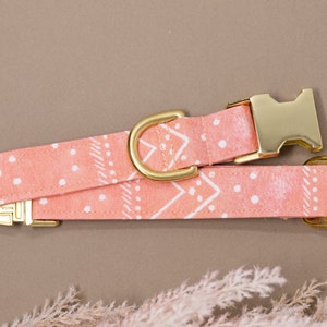 Coral Pink Aztec Dog Collar Comes with metal hardware, makes a great pet lover gift. Male, or female dog collar