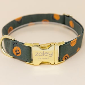 Olive Green Dog Collar, Green Pumpkin Dog Collar, Olive Halloween Dog Collar, Fall Dog Collar, Autumn Dog Collar, Jack O Lantern Dog Collar