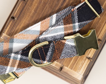 The Woodson Flannel Dog Collar | Cozy Woven Plaid Autumn Dog Outfit Luxury Soft Tartan Country Boy Dog Pet Gift
