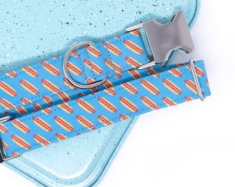 Hot Dog - Dog Collar with metal buckle, Male or Female dog collar, Summer Dog Collar