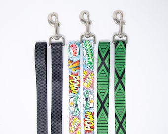 Dog Leash - Webbing, Heavy Duty, Carbon Fiber, Comic Book, Green Geo, Dog Leash, Summer