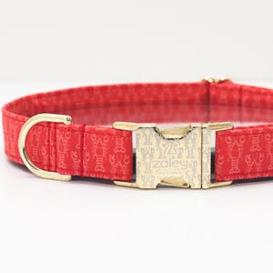 Lobster Dog Collar | Red Dog Collar | North-East Dog Collar | Maine Lobster Pet Collar | Handmade Dog Collar | Metal Buckle | Pet Collar