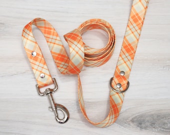 Orange Plaid Dog Leash, Autumn Dog Leash, Fall Dog Leash, Female Dog Leash, Boy Dog Leash, Large Dog Leash, Orange and Gray, Zaley Designs
