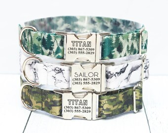 Gepersonaliseerde handgemaakte halsband, lasergegraveerde halsband, halsband heren, boshalsband, marmeren halsband, camouflage halsband