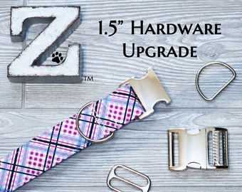 Upgrade to 1.5" Collar Width, with Metal Hardware, Buckle OR Martingale Chain, extra wide dog collar