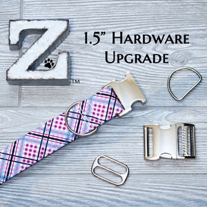 Upgrade to 1.5&quot; Collar Width, with Metal Hardware, Buckle OR Martingale Chain, extra wide dog collar