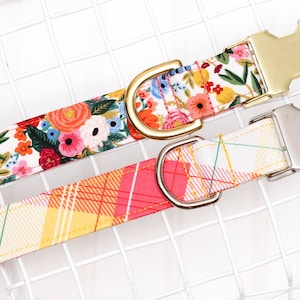 Rifle Paper Company Floral Dog Collar with metal buckle for male or female dog. Great Summer pet collar image 5