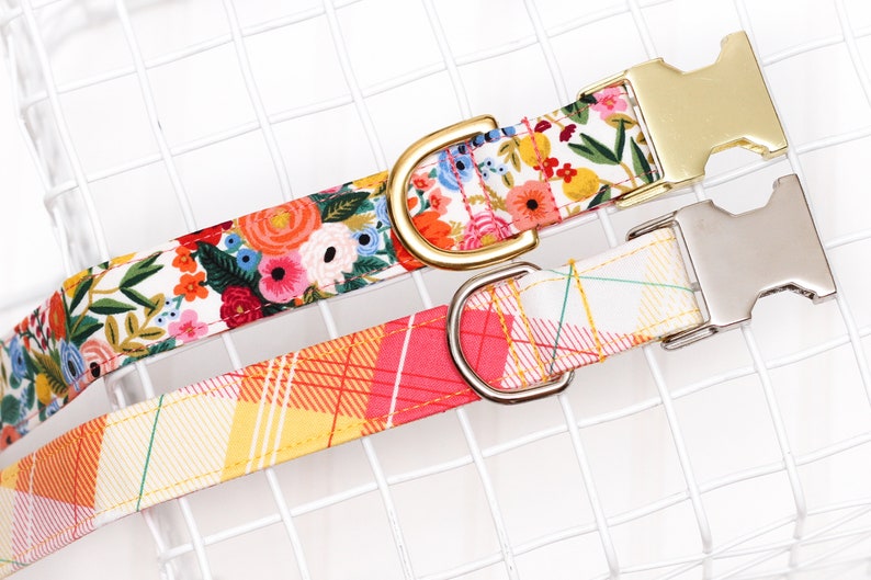 Rifle Paper Company Floral Dog Collar with metal buckle for male or female dog. Great Summer pet collar image 5