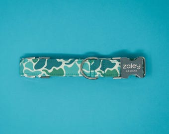 Blau/Grün Old School Classic Camo Hundehalsband - Handgemacht in Texas