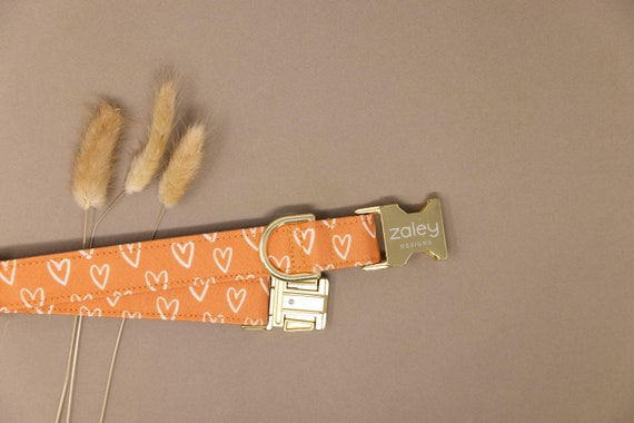 Caramel Hearts Dog Collar, Fall Dog Collar, Autumn Dog Collar, Dog Mom Gift, Custom made dog collar, Handmade dog collar, Love Dog Collar