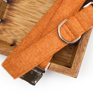 Goldenrod Flannel Herringbone Dog Collar, Male, Female, Flannel Pet Collar with Metal Buckle, Puppy, Winter Dog Collar, Yellow, Gold