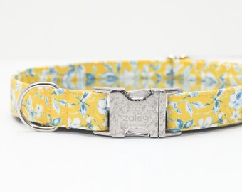Yellow Floral Dog Buckle Belt Cute & Safe Dog Flower Bowtie Collars and Leads. Strong  main image 2