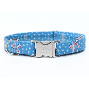 Red White & Blue Bows Dog Collar with metal buckle | Patriotic Bows | Summer Dog Collar | Female Dog Collar| USA Dog Collar