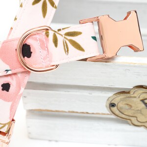 Floral Dog Collar, Female Dog Collar, Pink Flower, Rose Gold Pet Collar, Girl Dog Collar, Dog Lover Gift, Girly, Rose, watercolor floral image 9