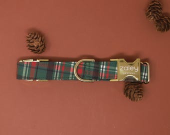 Weihnachten Karo Hundehalsband: Grün und Rot Festliches Halsband