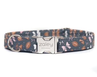 Collare per cani stile preppy football girl / Fiocchi carini per il giorno della partita, abbigliamento sportivo rosa per cuccioli