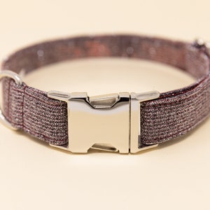 Burgundy Purple Glitter Dog Collar, Special Occasion Dog Collar, Wedding Dog Collar, Mauve Pet Collar, Dog mom gift, Female Dog Collar