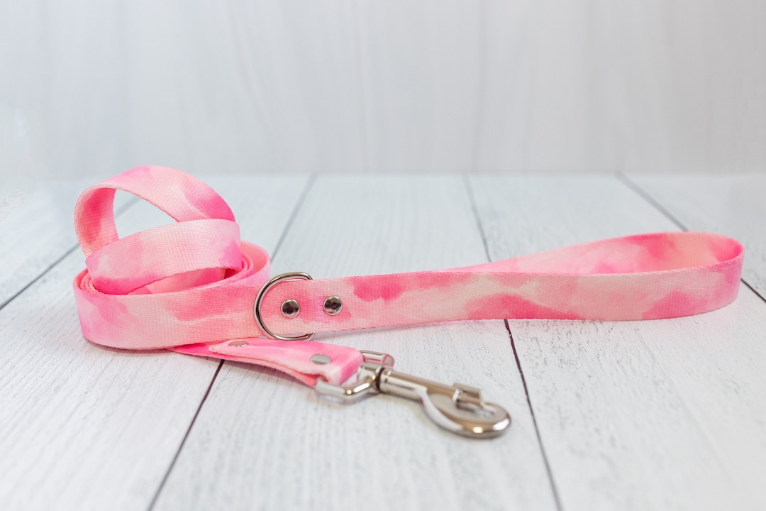 Light Pink Watercolor Dog Leash, Female Dog Leash, Girly Pink Dog Leash