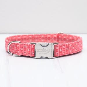 Vintage Floral Dog Collar | Girly Dog Collar | Pink Fabric Dog Collar |  Pink Stripes Dog Collar | Spring Summer Pet Collar | Fabric Collar