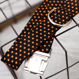 Black and Orange Polka Dot Dog Collar, Halloween dog collar, Spooky Pet Collar by Zaley Designs