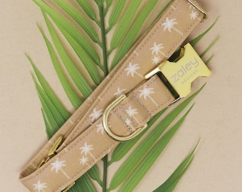 Handgjort palmträdshalsband för hundar: Brunt tropiskt hundhalsband - Zaley Designs